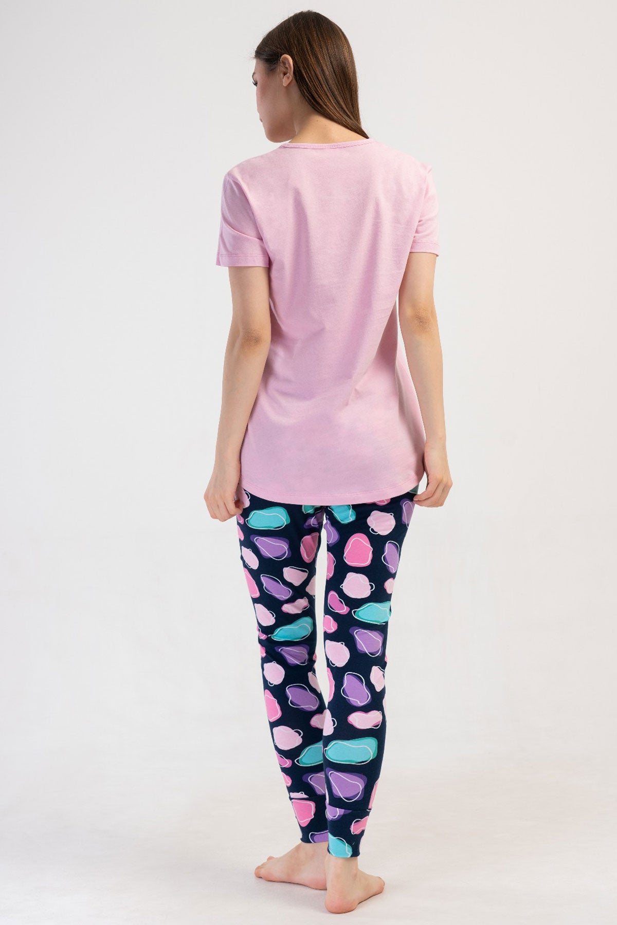 KADIN LYC SUPREM O YAKA KISA KOL BLUZU UZUN ETEGI OVAL MANSETLI TAYT PIJAMA TAKIM
