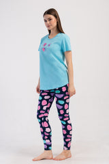 KADIN LYC SUPREM O YAKA KISA KOL BLUZU UZUN ETEGI OVAL MANSETLI TAYT PIJAMA TAKIM 408253