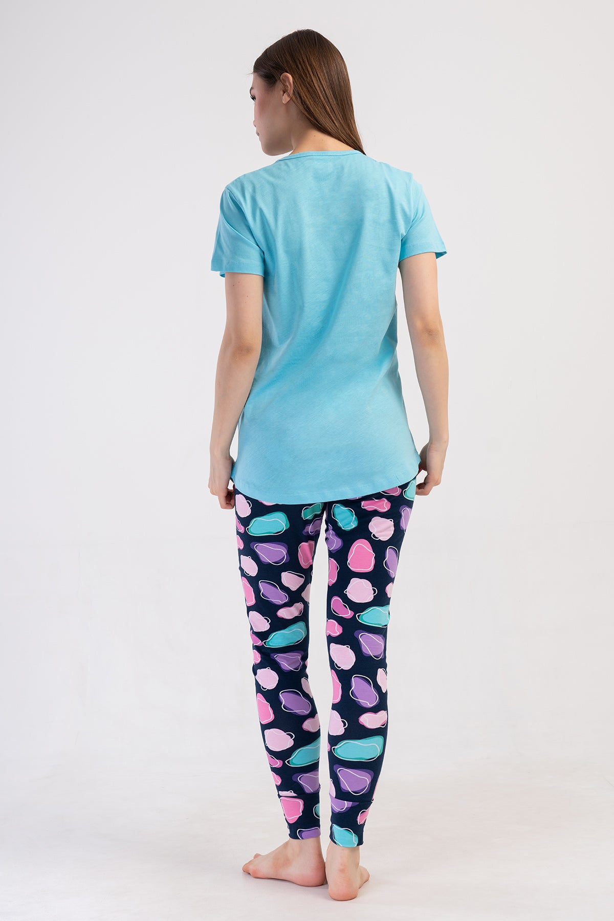 KADIN LYC SUPREM O YAKA KISA KOL BLUZU UZUN ETEGI OVAL MANSETLI TAYT PIJAMA TAKIM 408253