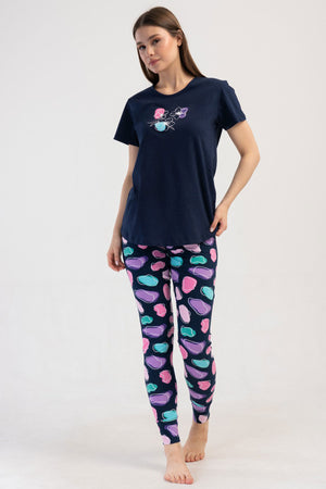 KADIN LYC SUPREM O YAKA KISA KOL BLUZU UZUN ETEGI OVAL MANSETLI TAYT PIJAMA TAKIM 408253
