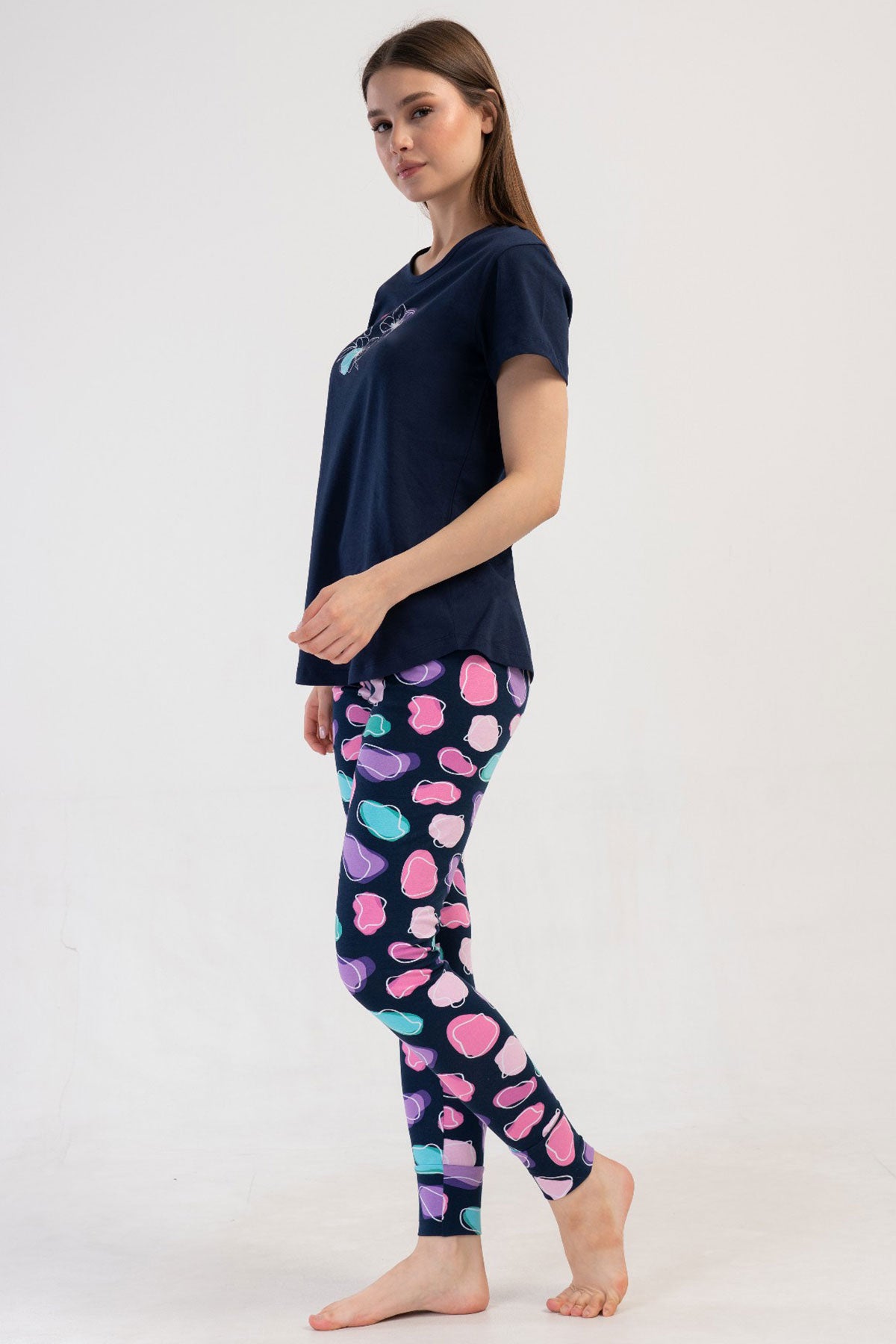 KADIN LYC SUPREM O YAKA KISA KOL BLUZU UZUN ETEGI OVAL MANSETLI TAYT PIJAMA TAKIM
