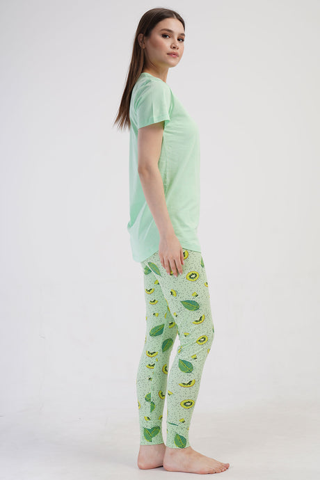 KADIN LYC SUPREM O YAKA KISA KOL BLUZU UZUN ETEGI OVAL MANSETLI TAYT PIJAMA TAKIM
