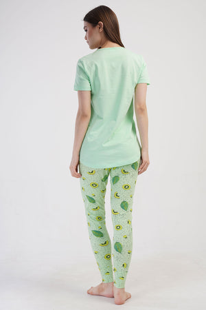 KADIN LYC SUPREM O YAKA KISA KOL BLUZU UZUN ETEGI OVAL MANSETLI TAYT PIJAMA TAKIM