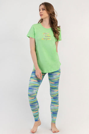 KADIN LYC SUPREM O YAKA KISA KOL BLUZU UZUN ETEGI OVAL MANSETLI TAYT PIJAMA TAKIM 408364