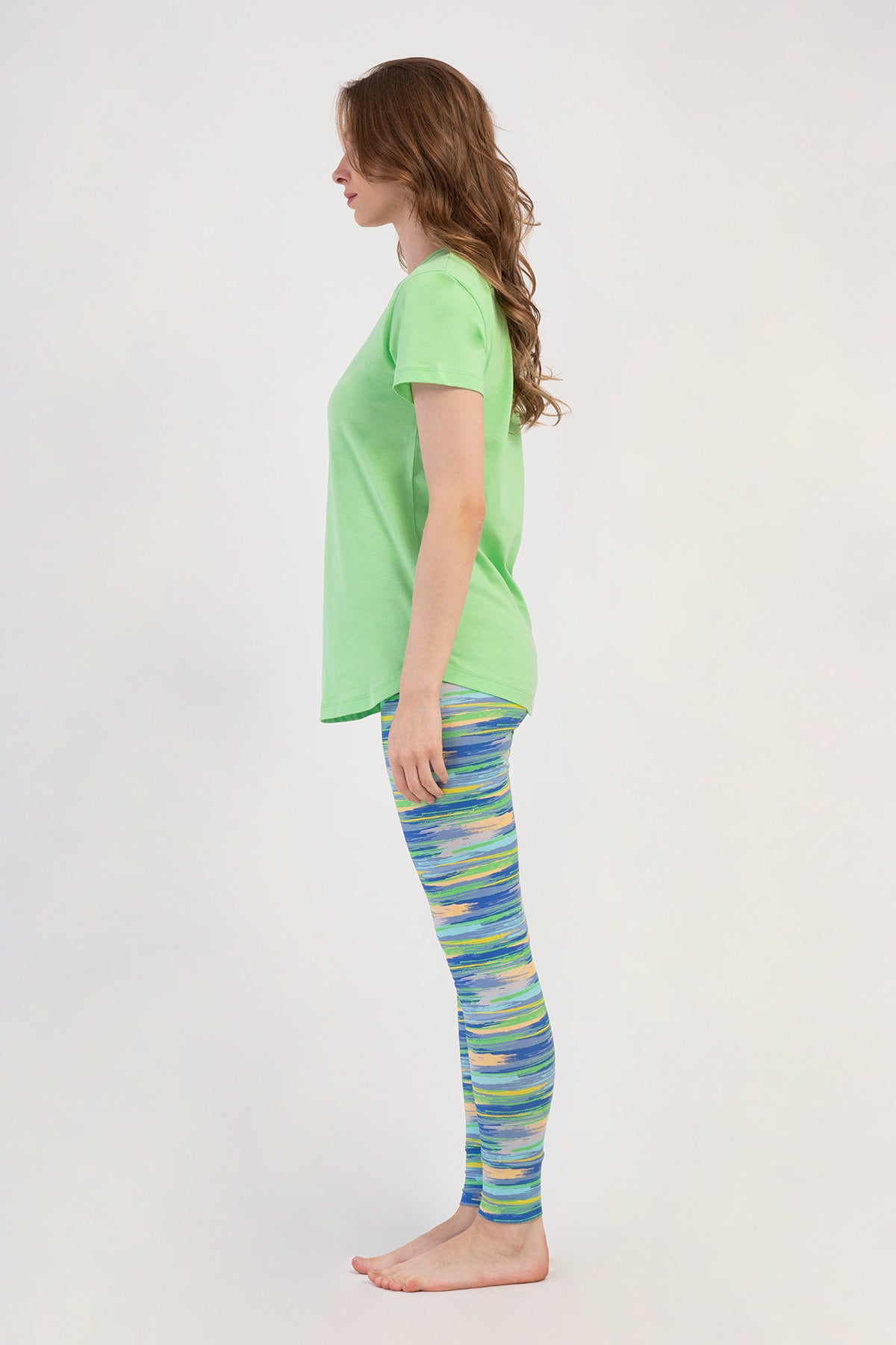 KADIN LYC SUPREM O YAKA KISA KOL BLUZU UZUN ETEGI OVAL MANSETLI TAYT PIJAMA TAKIM 408364