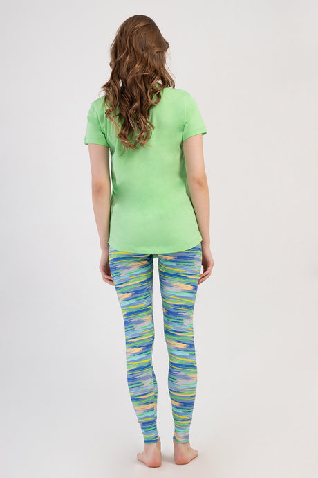 KADIN LYC SUPREM O YAKA KISA KOL BLUZU UZUN ETEGI OVAL MANSETLI TAYT PIJAMA TAKIM 408364