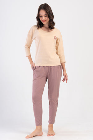 KADIN P.SUPREM O YAKA DUSUK OMUZLU 3/4KOL PILELI CEPLI 7/8 BOY PIJAMA TAKIM 408402