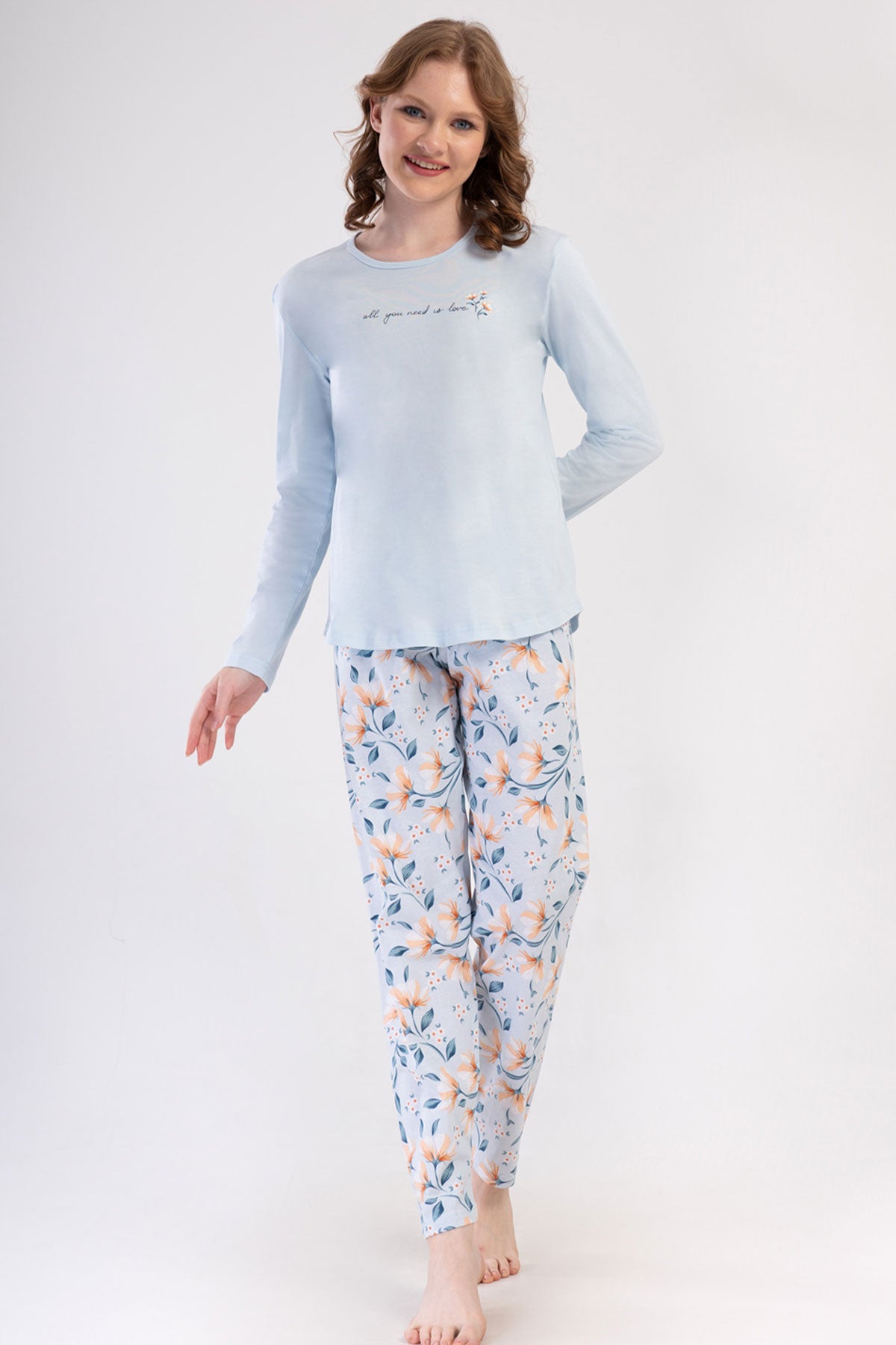 KADIN P.SUPREM O YAKA UZUN KOL ETEGI OVAL PIJAMA TAKIM 409204