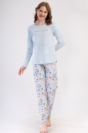 KADIN P.SUPREM O YAKA UZUN KOL ETEGI OVAL PIJAMA TAKIM 409204