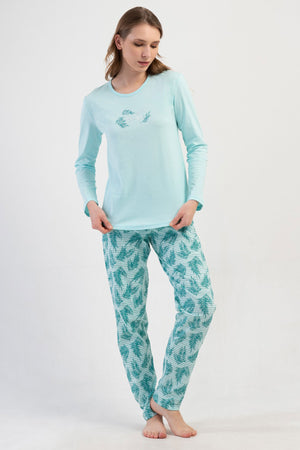 KADIN P.SUPREM O YAKA UZUN KOL ETEGI OVAL PIJAMA TAKIM 410019