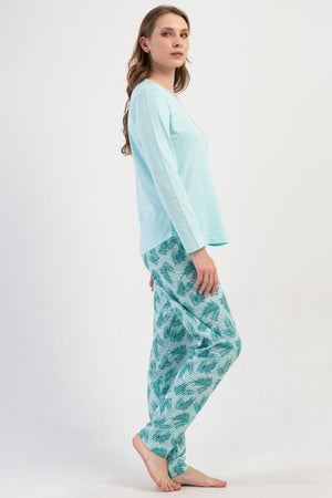 KADIN P.SUPREM O YAKA UZUN KOL ETEGI OVAL PIJAMA TAKIM 410019