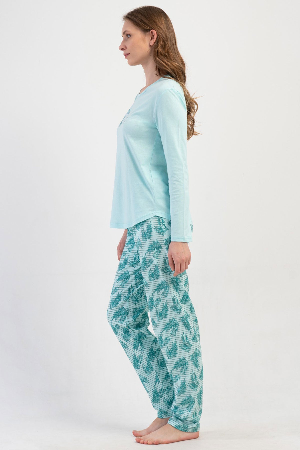 KADIN P.SUPREM O YAKA UZUN KOL ETEGI OVAL PIJAMA TAKIM 410019