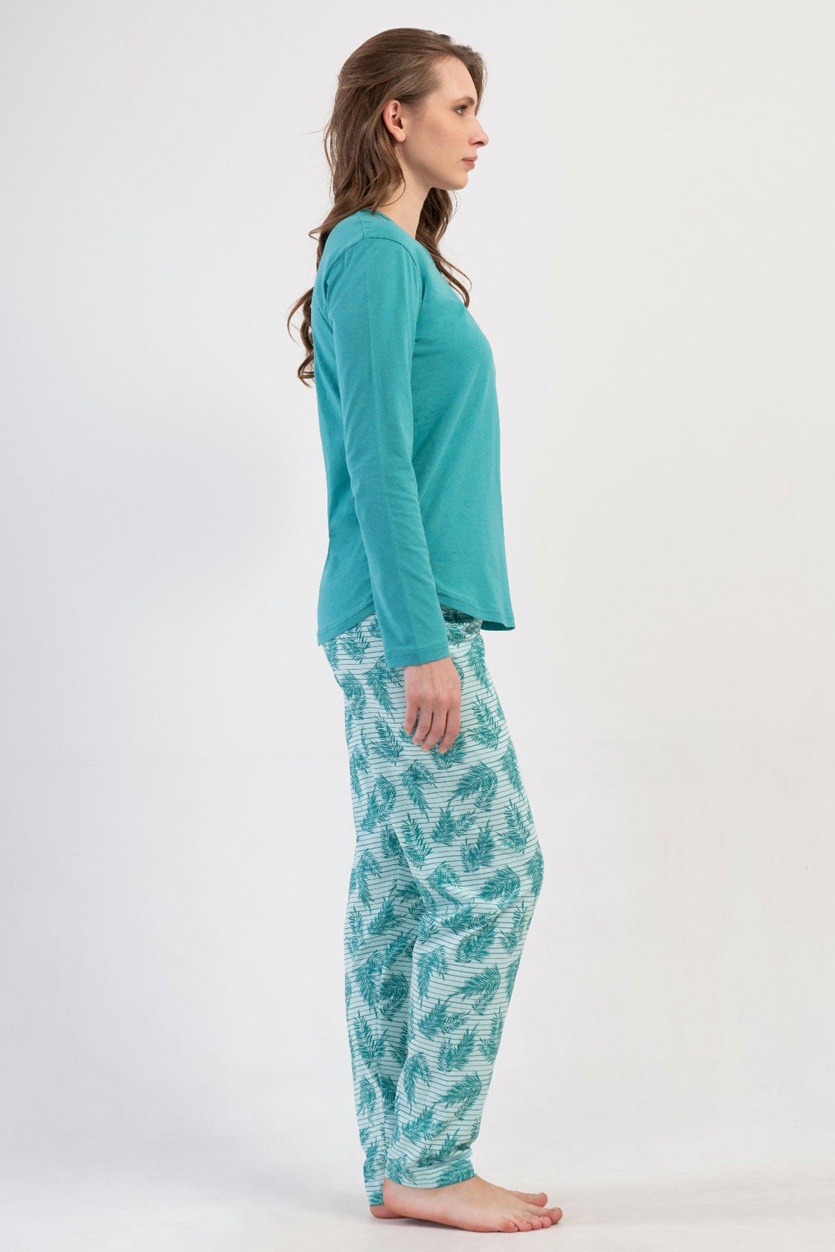 KADIN P.SUPREM O YAKA UZUN KOL ETEGI OVAL PIJAMA TAKIM 410019