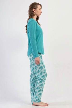 KADIN P.SUPREM O YAKA UZUN KOL ETEGI OVAL PIJAMA TAKIM 410019