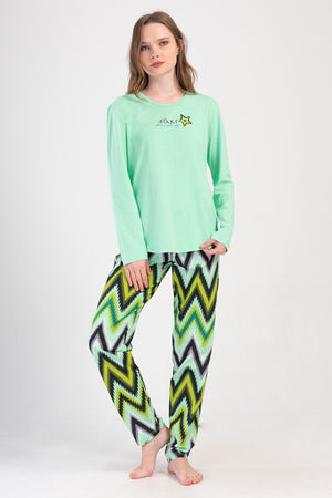KADIN P.SUPREM O YAKA UZUN KOL ETEGI OVAL PIJAMA TAKIM 410021