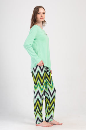 KADIN P.SUPREM O YAKA UZUN KOL ETEGI OVAL PIJAMA TAKIM 410021
