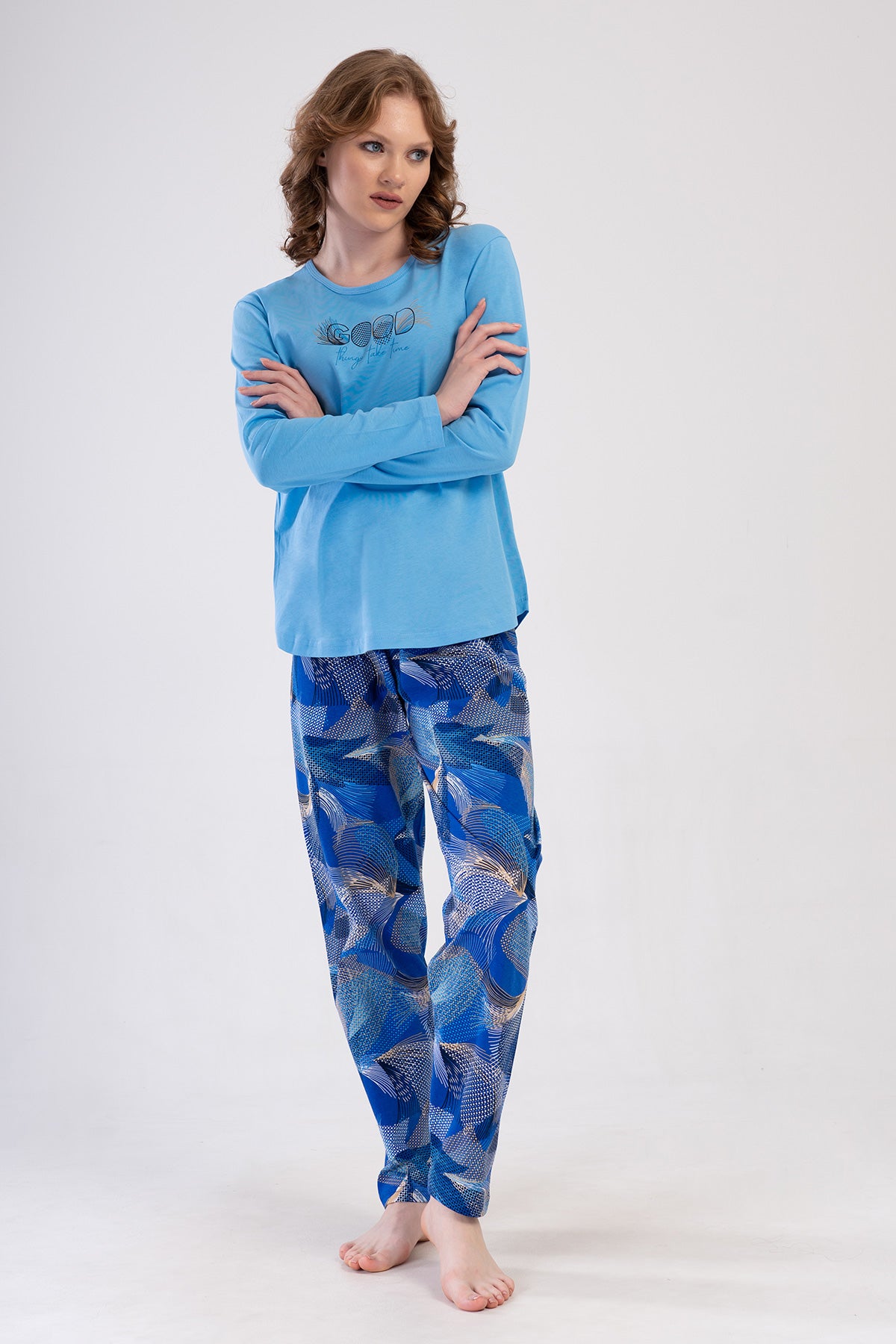 KADIN P.SUPREM XXL O YAKA UZUN KOL ETEGI OVAL PIJAMA TAKIM 410023