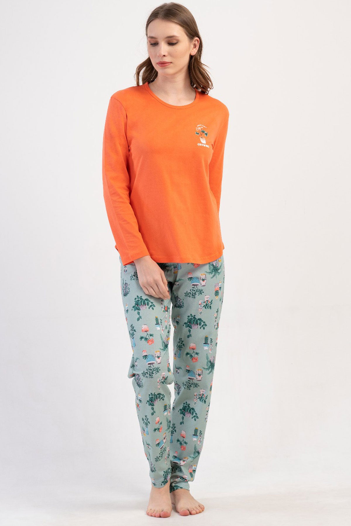 KADIN P.SUPREM O YAKA UZUN KOL ETEGI OVAL PIJAMA TAKIM 410027