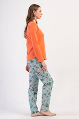 KADIN P.SUPREM O YAKA UZUN KOL ETEGI OVAL PIJAMA TAKIM 410027