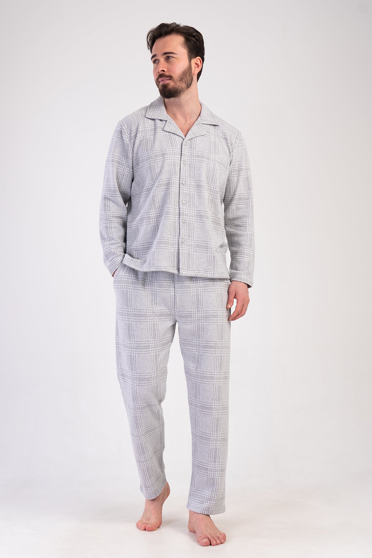 CEPLI ERKEK JAKARLI INTERLOK TAMAMI DUGMELI UZUN KOL PIJAMA TAKIM 501006