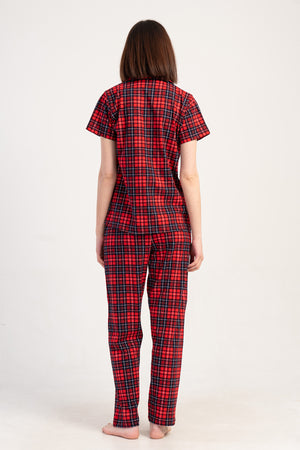 KADIN P.SUPREM GOMLEK YAKA TAMAMI DUGMELI KISA KOL ETEGI OVAL CEPLI PIJAMA TAKIM 501032
