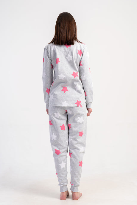 KADIN 2IPLIK XXL O YAKA UZUN KOL ETEGI OVAL MANSETLI PIJAMA TAKIM 501045
