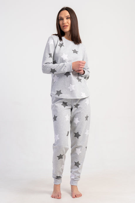 KADIN 2IPLIK XXL O YAKA UZUN KOL ETEGI OVAL MANSETLI PIJAMA TAKIM 501045
