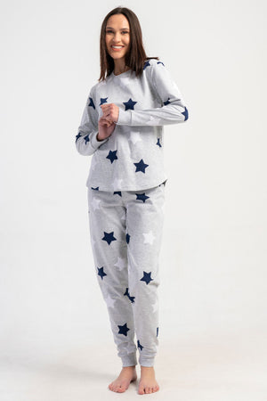 KADIN 2IPLIK XXL O YAKA UZUN KOL ETEGI OVAL MANSETLI PIJAMA TAKIM