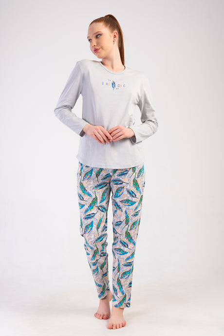 KADIN P.SUPREM XXL O YAKA UZUN KOL ETEGI OVAL PIJAMA TAKIM 502079