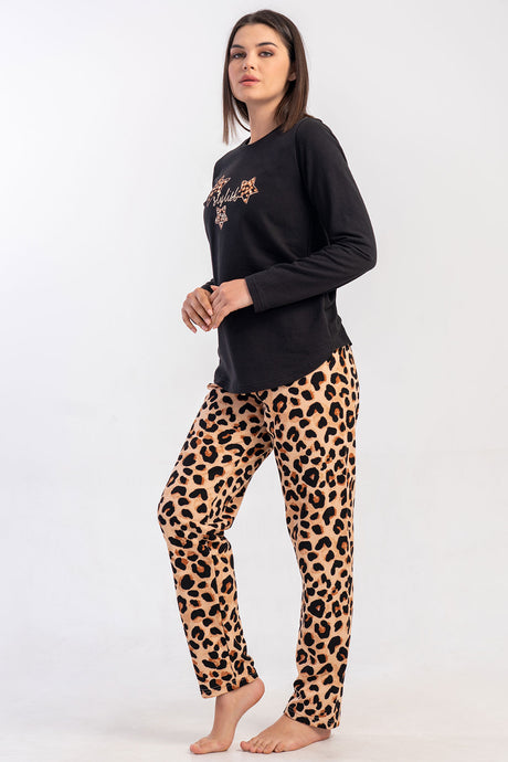 KADIN 2IPLIK O YAKA UZUN KOL ETEGI OVAL PIJAMA TAKIM 502171