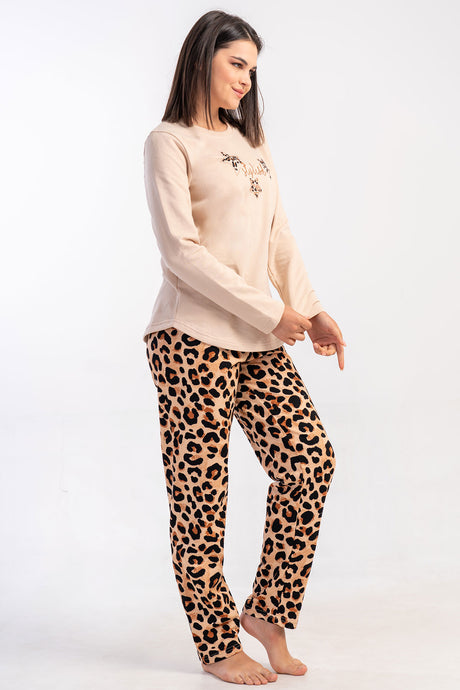 KADIN 2IPLIK O YAKA UZUN KOL ETEGI OVAL PIJAMA TAKIM 502171