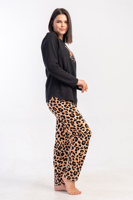 KADIN 2IPLIK XXL O YAKA UZUN KOL ETEGI OVAL PIJAMA TAKIM 502172