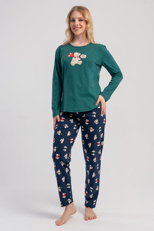 KADIN P.SUPREM O YAKA UZUN KOL ETEGI OVAL PIJAMA TAKIM 503060