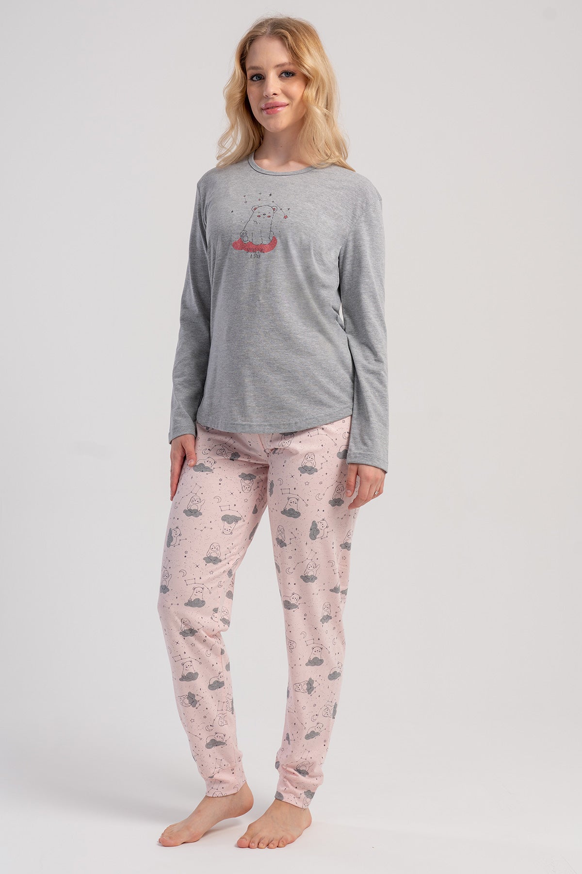 KADIN P.SUPREM O YAKA UZUN KOL ETEGI OVAL MANSETLI PIJAMA TAKIM