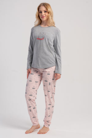 KADIN P.SUPREM O YAKA UZUN KOL ETEGI OVAL MANSETLI PIJAMA TAKIM