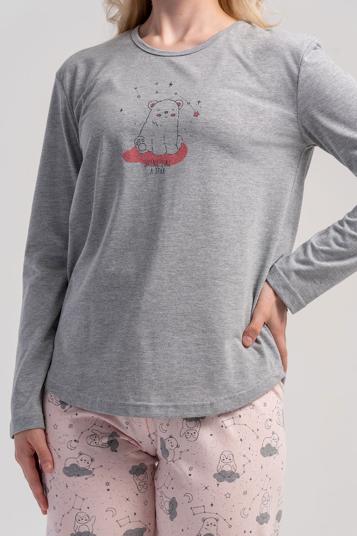 KADIN P.SUPREM O YAKA UZUN KOL ETEGI OVAL MANSETLI PIJAMA TAKIM
