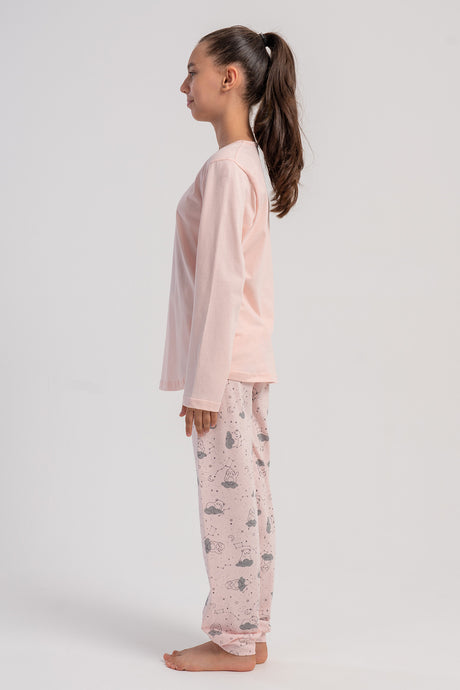 KIZ COCUK P.SUPREM O YAKA UZUN KOL ETEGI OVAL MANSETLI PIJAMA TAKIM(7-8/13-14)