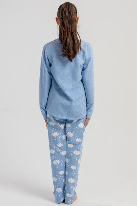 KIZ COCUK 2IPLIK O YAKA UZUN KOL ETEGI OVAL PIJAMA TAKIM(7-8/13-14)