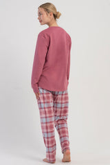 KADIN 2IPLIK O YAKA UZUN KOL ETEGI OVAL PIJAMA TAKIM