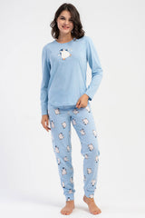KADIN P.SUPREM O YAKA UZUN KOL ETEGI OVAL MANSETLI PIJAMA TAKIM