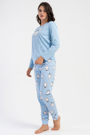 KADIN P.SUPREM O YAKA UZUN KOL ETEGI OVAL MANSETLI PIJAMA TAKIM