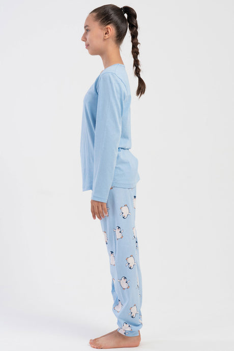 KIZ COCUK P.SUPREM O YAKA UZUN KOL ETEGI OVAL MANSETLI PIJAMA TAKIM(7/8-13/14)