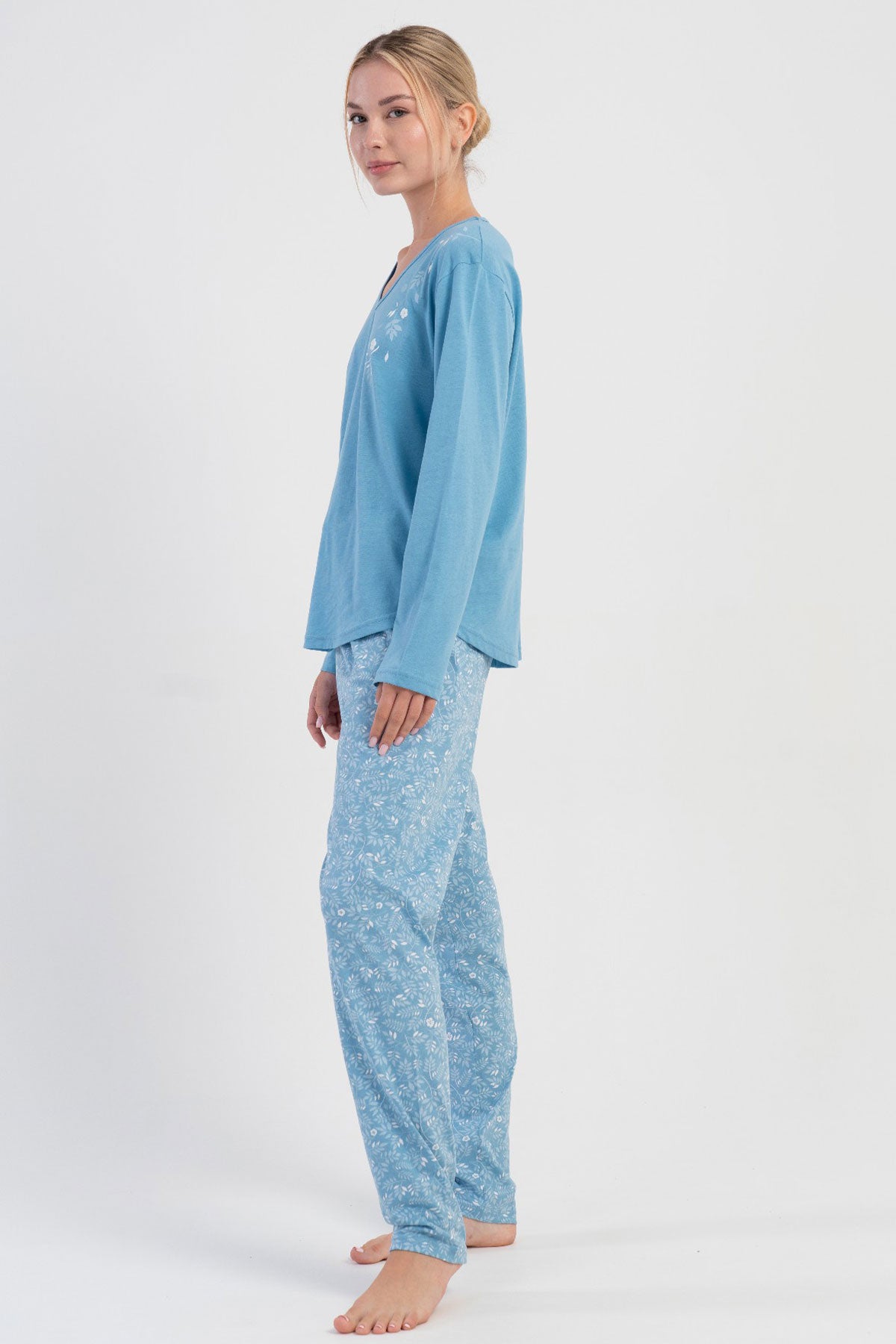KADIN P.SUPREM XXL V YAKA UZUN KOL ETEGI OVAL PIJAMA TAKIM