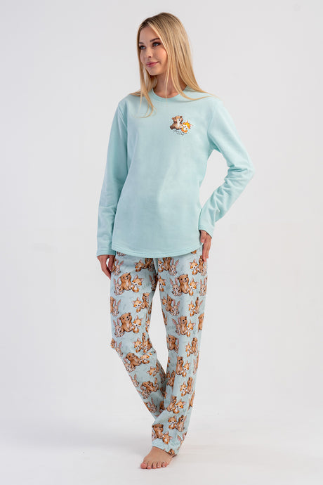 KADIN 2IPLIK O YAKA UZUN KOL ETEGI OVAL PIJAMA TAKIM 503190