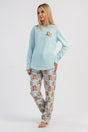 KADIN 2IPLIK O YAKA UZUN KOL ETEGI OVAL PIJAMA TAKIM 503190
