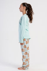 KIZ COCUK 2IPLIK O YAKA UZUN KOL ETEGI OVAL PIJAMA TAKIM(7-8/13-14) 503191