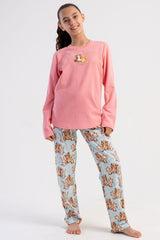 KIZ COCUK 2IPLIK O YAKA UZUN KOL ETEGI OVAL PIJAMA TAKIM(7-8/13-14) 503191