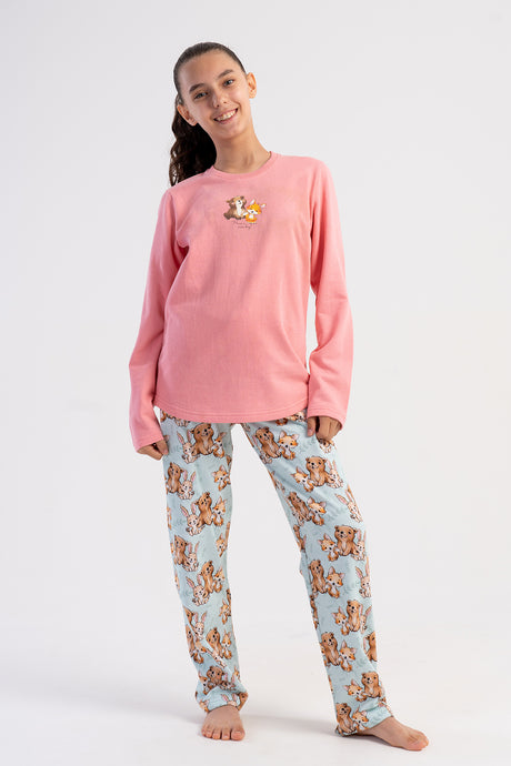 KIZ COCUK 2IPLIK O YAKA UZUN KOL ETEGI OVAL PIJAMA TAKIM(7-8/13-14) 503191