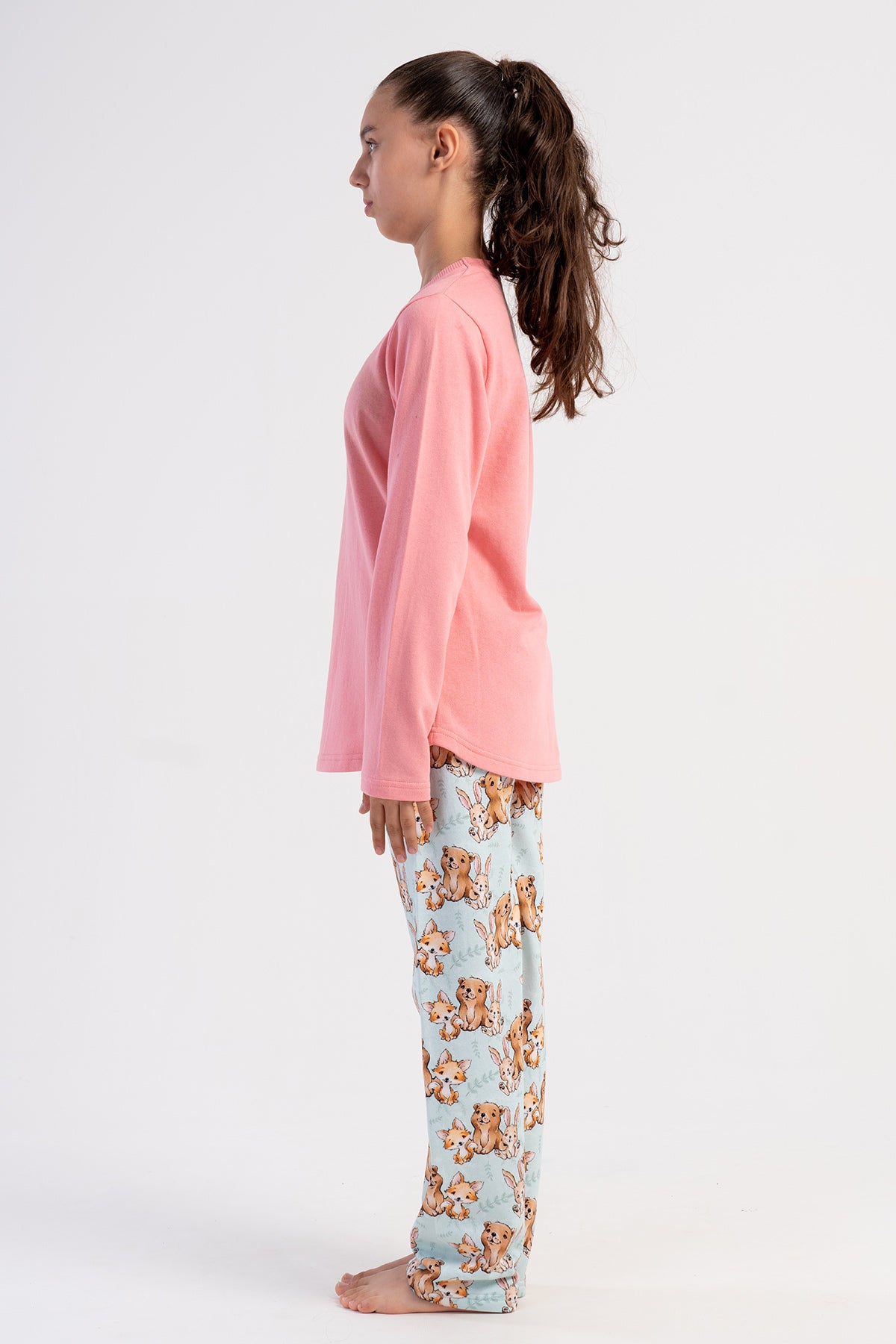 KIZ COCUK 2IPLIK O YAKA UZUN KOL ETEGI OVAL PIJAMA TAKIM(7-8/13-14) 503191