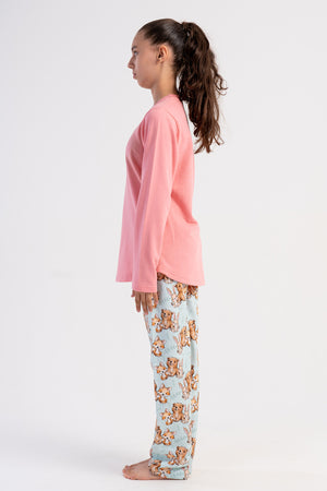 KIZ COCUK 2IPLIK O YAKA UZUN KOL ETEGI OVAL PIJAMA TAKIM(7-8/13-14) 503191